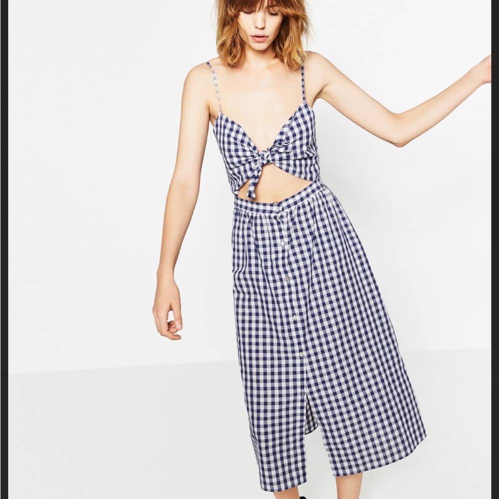 Zara Cut out gingham dress